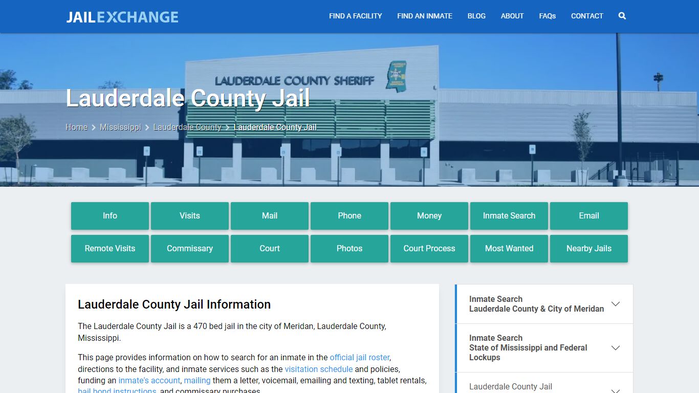 Lauderdale County Jail, MS Inmate Search, Information
