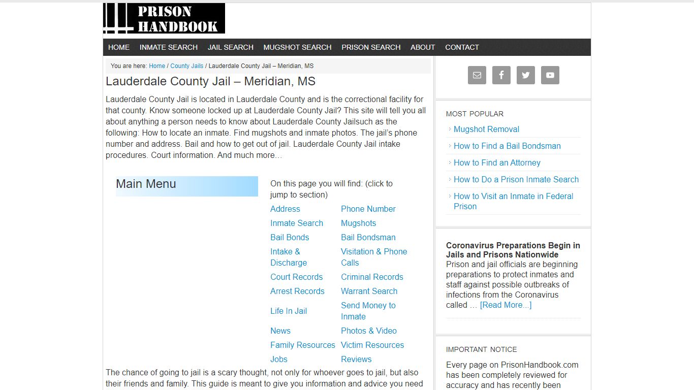 Lauderdale County Jail – Meridian, MS - Prison Handbook